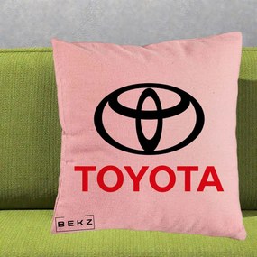 Perna Personalizata cu emblema Toyota, 40x40 cm, Roz, Husa Detasabila, Perna Inclusa, BEKZ®