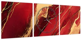 Tablou - Marmură roșu-auriu (cu ceas) (90x30 cm)