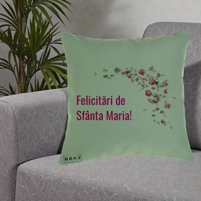 Cadou de Onomastica - Perna Personalizata Felicitari de Sfanta Maria, 40x40 cm, Verde, Husa Detasabila, Perna Inclusa, BEKZ®