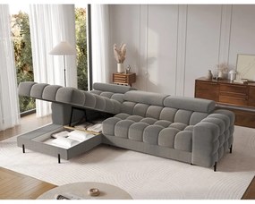 Colțar taupe extensibil/cu spațiu de depozitare cu tapițerie din catifea (cu colț pe partea stângă/cu șezlong) Felro – ELTAP