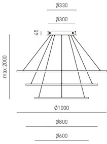 Lustra LED circulara cu 3 inele 100/80/60cm ERIKA