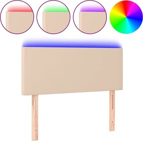 vidaXL Tăblie de pat cu LED cappuccino 100x5x78/88 cm piele ecologică