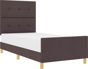 vidaXL Cadru de pat cu headboard Maro închis 90 x 200 cm țesătură