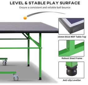 HOMCOM masă de ping pong pliabilă masă de ping pong roți masă de ping pong pentru interior masă de ping pong pentru exterior violet verde