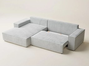 Colțar gri deschis extensibil/cu spațiu de depozitare cu tapițerie din chenille (cu colț pe partea stângă/cu șezlong) Maze – Maison de Rêve