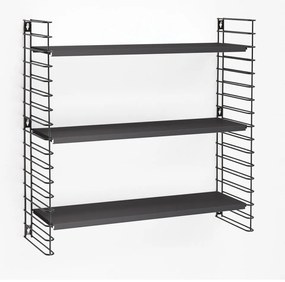 Etajeră cu 3 rafturi Metaltex Libro, negru, lățime 70 cm