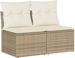 vidaXL Set canapele grădină cu perne 2 piese bej poliratan/lemn acacia