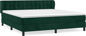 vidaXL Pat box spring cu saltea, verde închis, 160x200 cm, catifea
