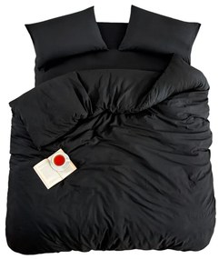 Lenjerie de pat neagră pentru pat de o persoană, extinsă cu cearceaf inclus, cu 3 piese 160x220 cm Classic – Mila Home