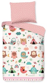 Lenjerie de pat pentru copii roz din bumbac pentru pătuț 100x135 cm Wise – Good Morning