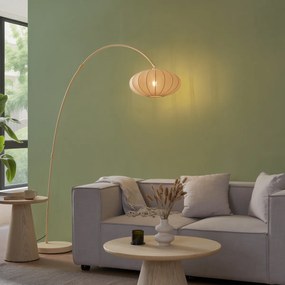 Lampă de podea arcuită Japandi bej cu abajur - Bida