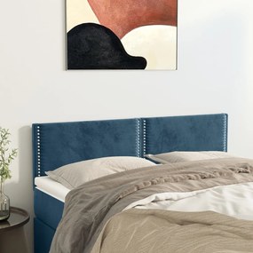 345942 vidaXL Tăblii de pat, 2 buc., albastru închis, 72x5x78/88 cm, catifea