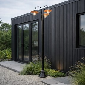 Lampă de exterior neagră cu cupru 235cm 3 lumini IP44 - Munich