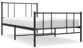 352491 vidaXL Cadru pat metalic cu tăblii de cap/picioare, negru, 90x200 cm