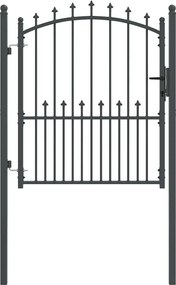 vidaXL Poartă de gard cu țepi Gri 125 x 100 cm Oțel vopsit în pulbere