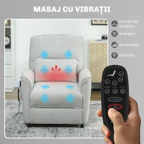 HOMCOM Fotoliu Relax Electric cu Masaj și Încălzire, Silențios, Reclinabil 150° în Cinilă cu Pernă, Funcție de Memorie, 2 Telecomenzi, Suport pentru Picioare pentru Living și Birou, Gri | Aosom Romania