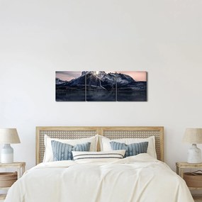 Tablou lacul cu munte (cu ceas) (90x30 cm)