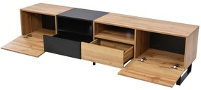 Mobilier TV modern, Negru+Culoare naturală | Aosom Romania