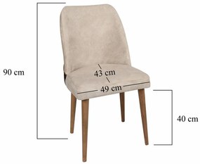 Set de scaune de sufragerie Nova Cream și Walnut,2 buc., 2 buc.