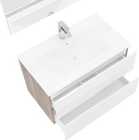 Set lemn masiv Mobilier Baie Suspendat Bello 80cm - Rovere Fumo
