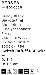 Lampadar/Lampa de podea LED portabila exterior IP54 PERSEA negru