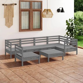 3082734 vidaXL Set mobilier de grădină, 7 piese, gri, lemn masiv de pin