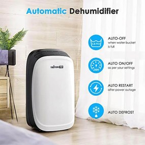 Dezumidificator Attractive TRITON 10, 175W, 1.8 L, 10l/24h, R290, Timer, Dezghetare automata, Senzor de umiditate, Alb/Negru