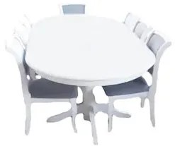 SET LID 82 MASA CU 12 SCAUNE, ALB, LEMN, 160X100X75CM, EXTENSIBILA PANA LA 280CM