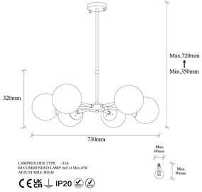 Lustră aurie cu abajur din sticlă ø 73 cm Akkas – Opviq lights