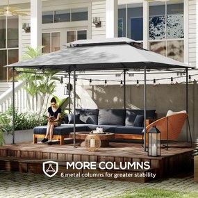 Outsunny Pavilion de Grădină cu Acoperiș Dublu, 397x297x265 cm, Alb Crem | Aosom Romania