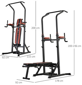 Aparat pentru sport pentru multe tipuri de exercitii, 92x178x200-236cm rosu HOMCOM | Aosom Romania