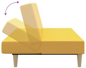 Canapea extensibila cu 2 locuri, galben, textil Galben, Fara scaunel pentru picioare Fara scaunel pentru picioare