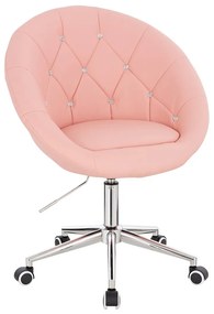 HC8516CK Scaun Roz Piele Ecologica cu Bază Cromata