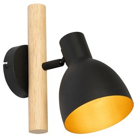 Aplică rustică neagră cu lemn - Flint