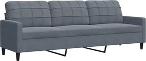 vidaXL Canapea cu 3 locuri, gri închis, 210 cm, material catifea