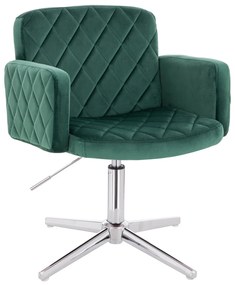 HR802CROSS Scaun Verde din Catifea cu Bază Cromata