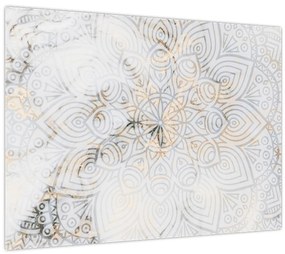 Tablou pe sticlă - Mandale albe (70x50 cm)