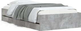 vidaXL Cadru de pat cu sertare, gri beton, 100x200 cm, lemn prelucrat