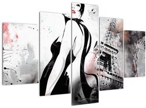 Tablou - Doamna și Turnul Eiffel (150x105 cm)