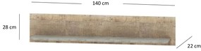 Poliță 140 cm Bennie (gri + Stejar nisipiu). 1052755