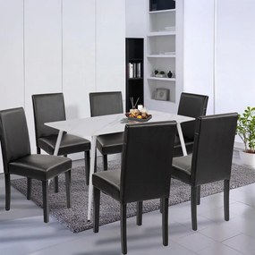 Set de masă Megan 6+1 alb-negru