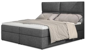 Pat matrimonial Boxspring 160 cm Amebra (gri deschis) (cu saltele și sp. depozitare). 1025389