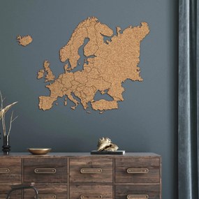 DUBLEZ | Harta Europei din plută pentru perete - cu granițe