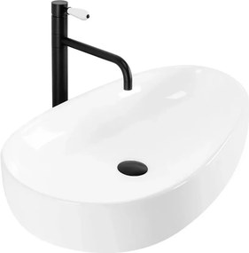 Lavoar pe blat Rea Sandra asimetric 65 cm alb lucios