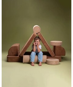 Canapea pentru copii maro cu tapițerie din catifea reiată 132 cm Settee – Wigiwama