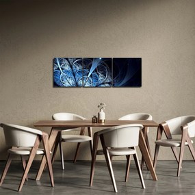 Tablou - Floare albastru închis (cu ceas) (90x30 cm)