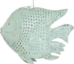Decorațiune de perete tip pește, stil marin, culoare albastru deschis, din metal, „Blue Reef”