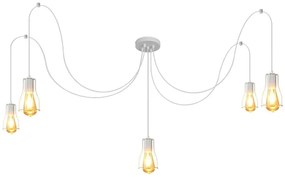 Lustră pe cablu TUBE LONG 5xE27/10W/230V alb