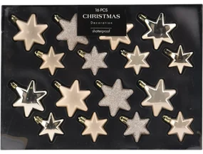 Set de decorațiuni de Crăciun Star auriu, 16buc