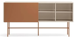 Comodă joasă cu ușă glisantă roșu cărămiziu-bej 180x91 cm Nube – Teulat